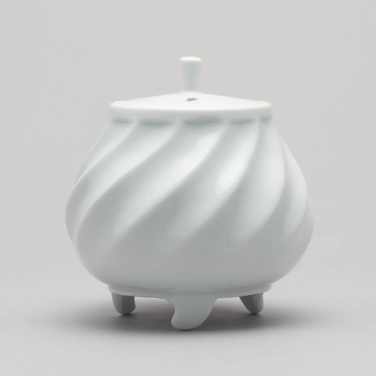 White Porcelain Incense Burner with Whirl Design