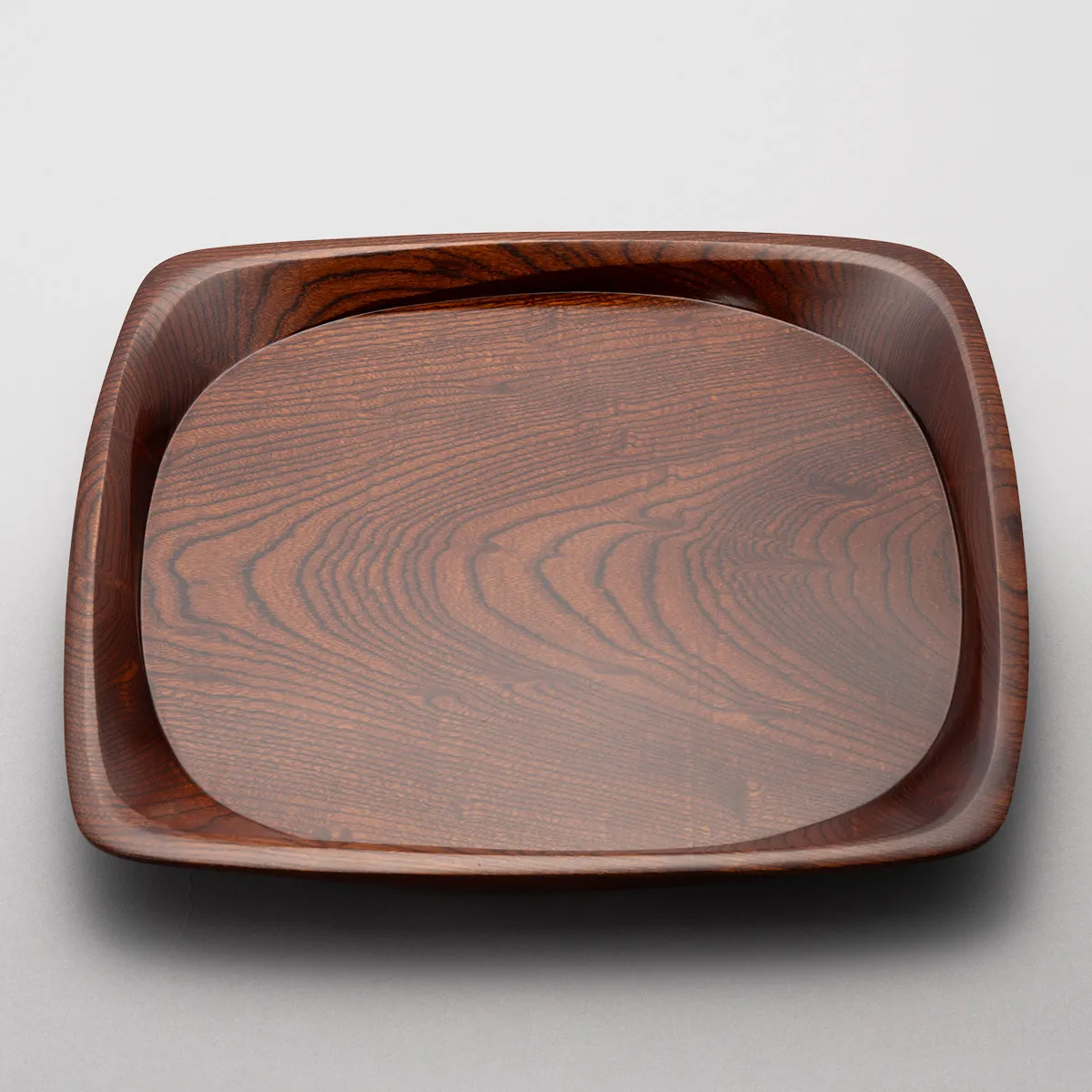 欅拭漆方円盆